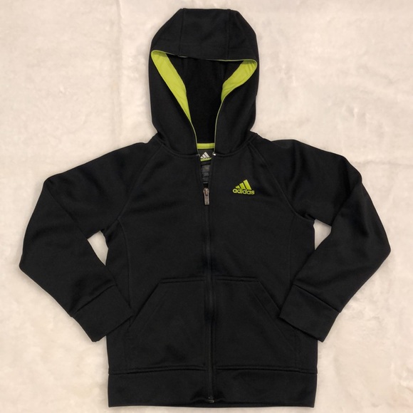 Adidas Full Zip fleece lined hoodie Boys Size 8 - Picture 1 of 3
